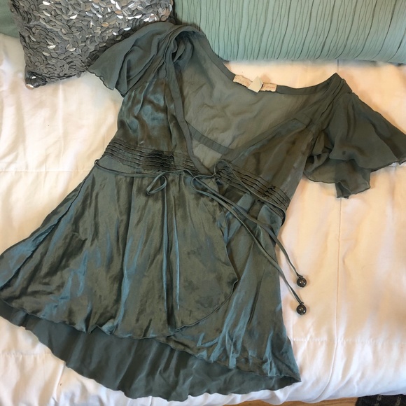 Stella McCartney Tops - Stella McCartney X H&M Olive Green Silk Blouse 6